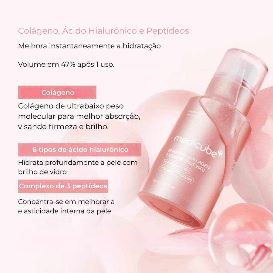 Soro Shot PDRN Collágeno Rosa – Glow e Elasticidade