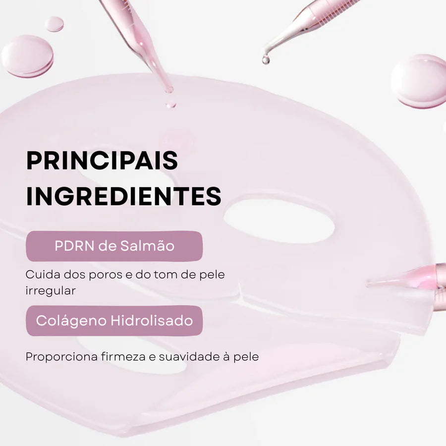 Máscara Facial de Colágeno Rosa com PDRN | KIT com 4