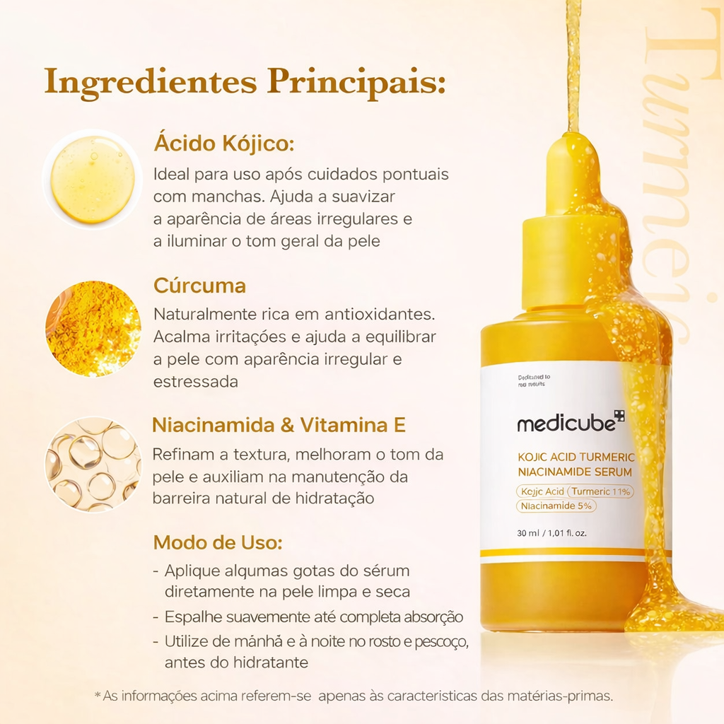 Sérum de Ácido Kójico Cúrcuma e Niacinamida